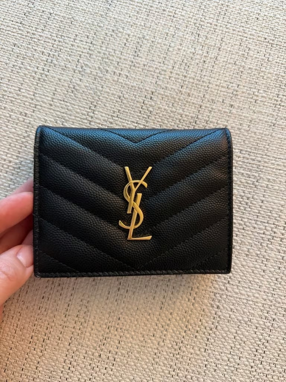 Yves Saint Laurent CASSANDRE MATELASSÉ FLAP CARD CASE IN GRAIN DE POUDRE LEATHER